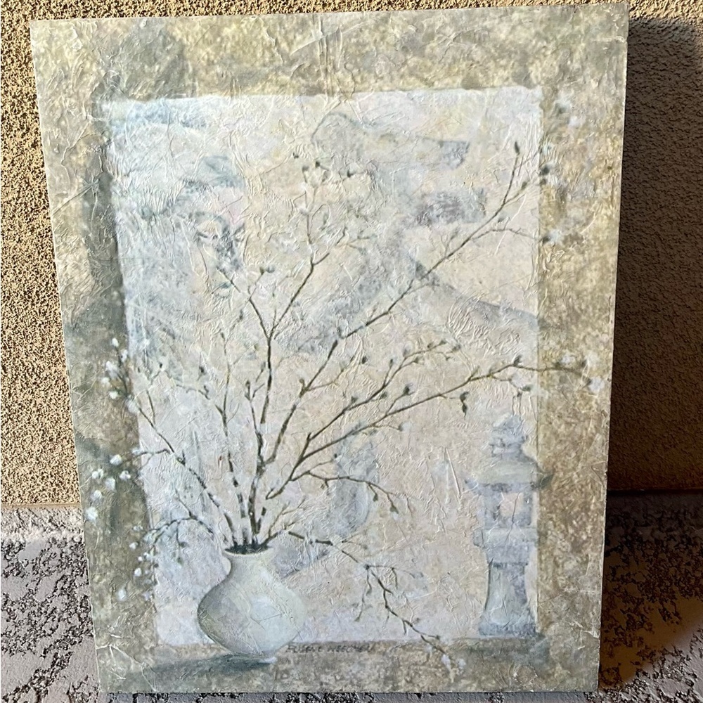 Vintage flowers texture painting 15/20 inches - Picture 9 of 10